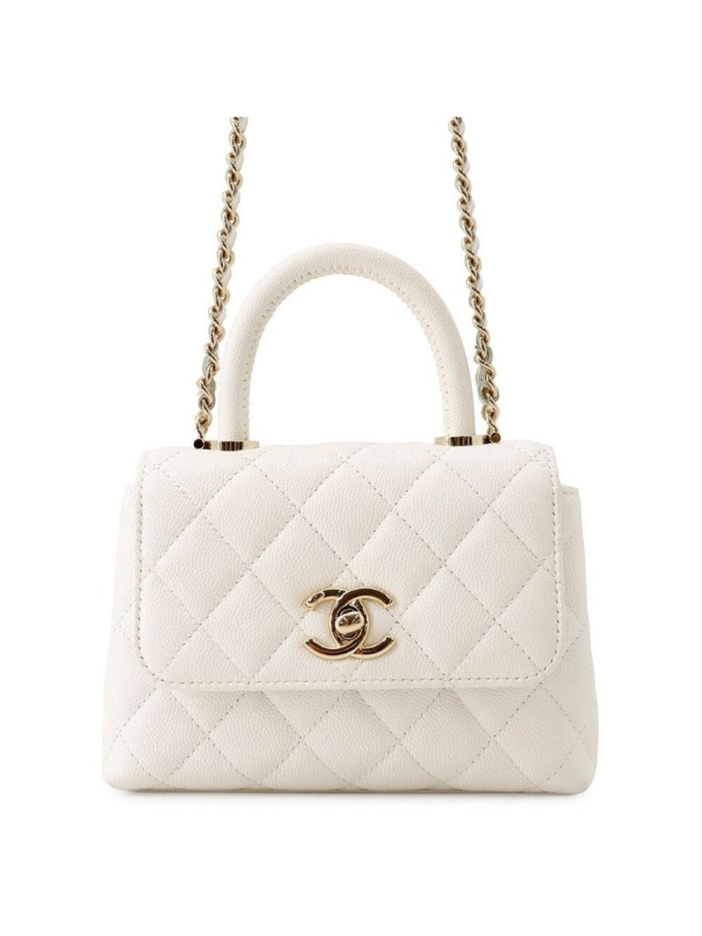 Chanel Handbag Quilted Coco Handle Mini Caviar Leather 2-Way Chain Shoulder